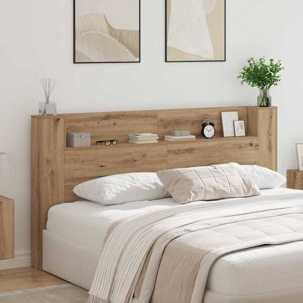 vidaXL Headboard Artisan Oak 200 x 15 x 103.5 cm Engineered Wood