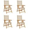 vidaXL Reclining Folding Chairs 4 pcs Beige Poly Rattan and Solid Wood