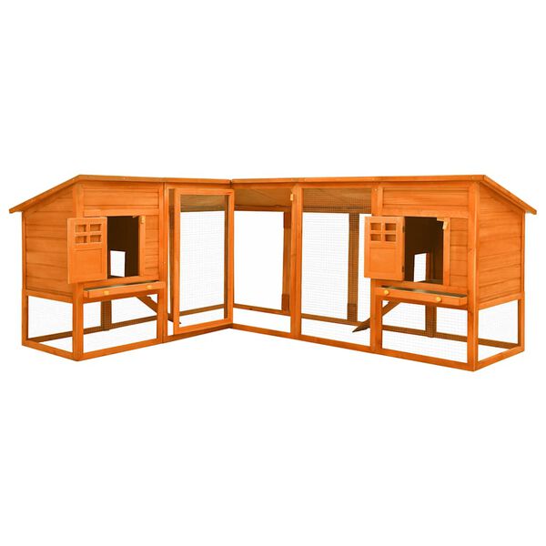 vidaXL Outdoor Rabbit Hutch with Run Brown Solid Fir Wood