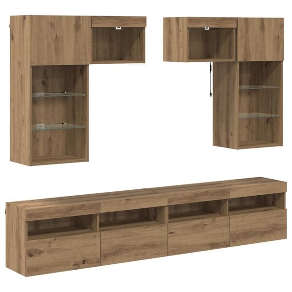 vidaXL TV Wall Units 6 pcs Old Wood 100 x 30 x 40 cm Engineered Wood