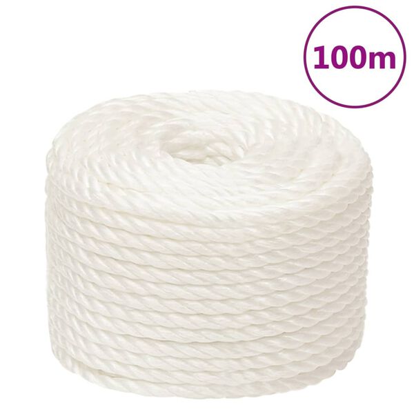 vidaXL Work Rope White 12 mm 100 m Polypropylene