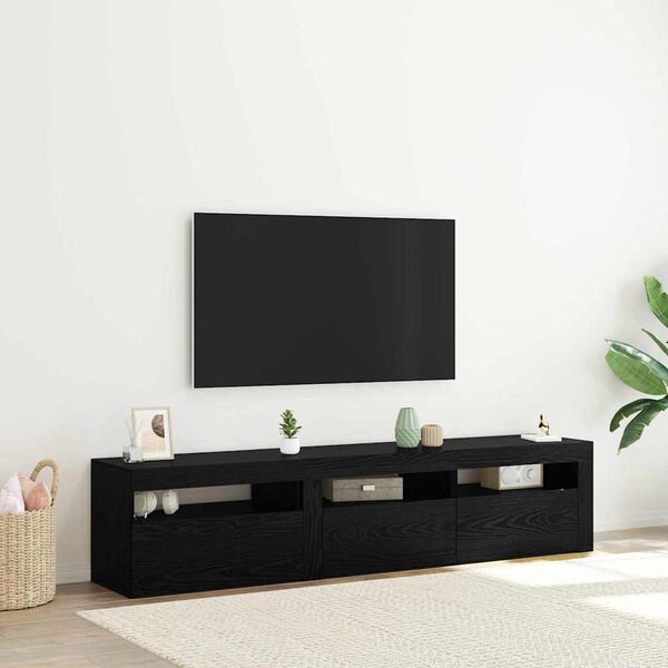 vidaXL TV Cabinet 2 pcs Black Oak 180 x 35 x 40 cm Engineered Wood
