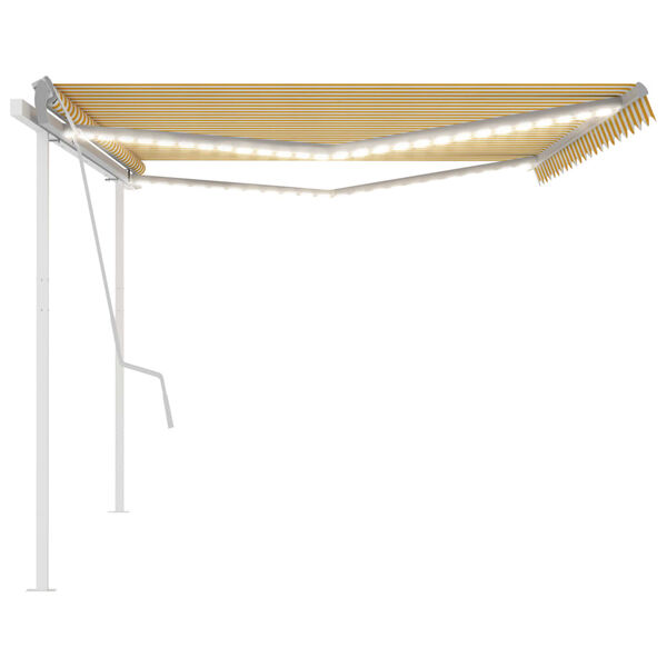 vidaXL Manual Retractable Awning with LED 5x3.5 m Yellow and White