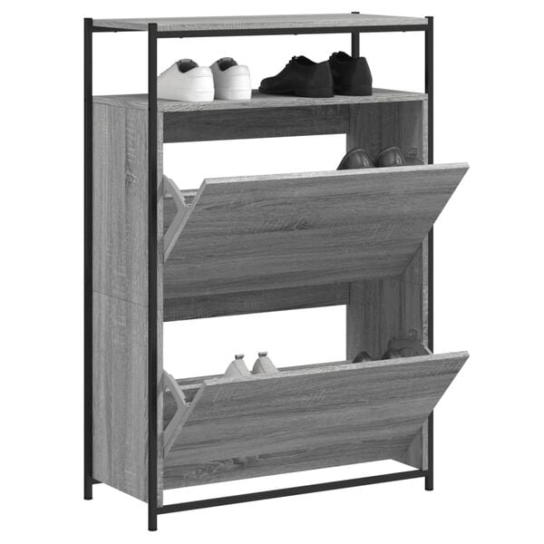 vidaXL Shoe Cabinet Grey Sonoma 75x34x112 Engineered Wood