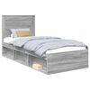 vidaXL Bed Frame with Drawer Grey Sonoma 75 x 190 cm Solid Pine Wood