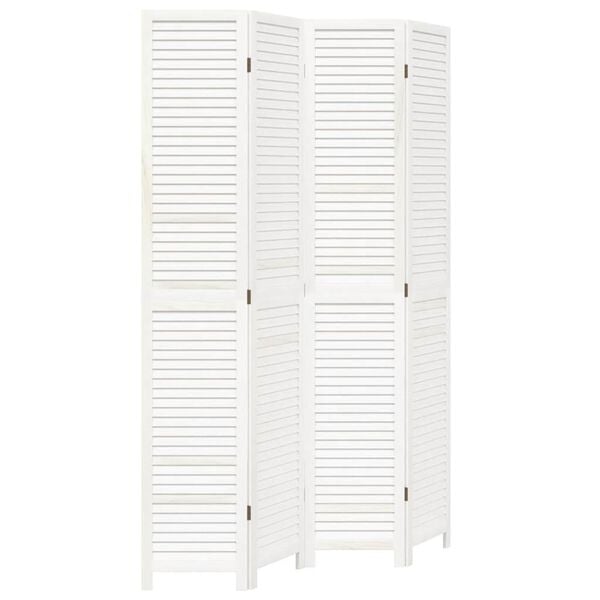 vidaXL Room Divider&nbsp;4 Panels White Solid Wood Paulownia