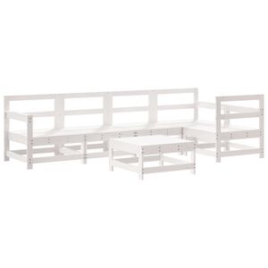 vidaXL 6 Piece Garden Lounge Set White Solid Wood Pine