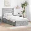 vidaXL Bed Frame Concrete Grey and Silver 70 x 190 cm Engineered Wood