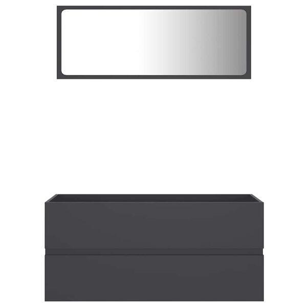 vidaXL 2 Piece Bathroom Furniture Set Grey Engineered Wood