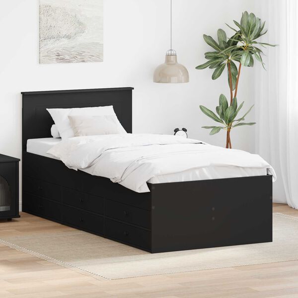 vidaXL Daybed with Drawer Manual Black 75 x 190 cm Engineered Wood