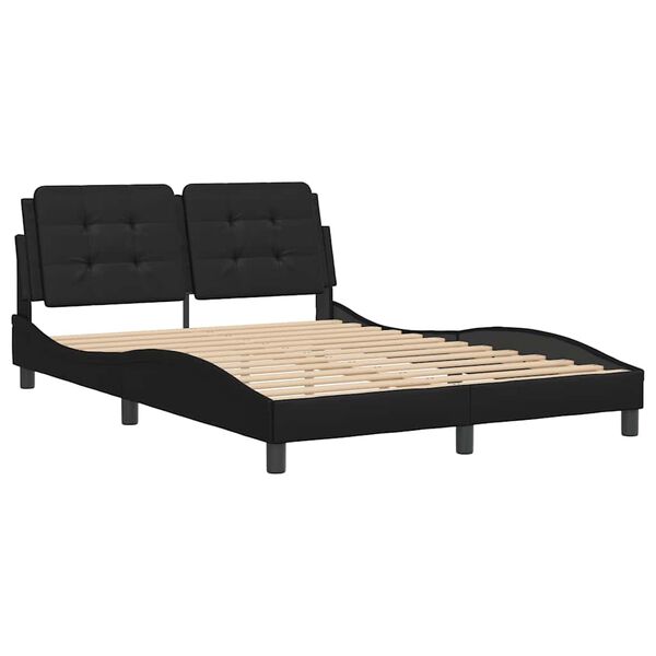 vidaXL Bed Frame without Mattress "Zadar" Black 140x190 cm Faux Leather
