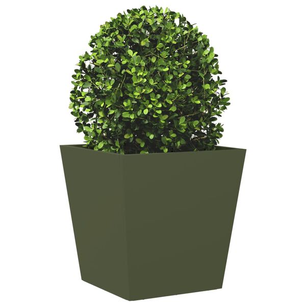 vidaXL Garden Planter Olive Green 40x40x40 cm Steel