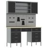 vidaXL Work Cabinet with Drawer 7 pcs Black 150 x 55 x 200 cm
