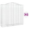 vidaXL Arched Gabion Baskets 6 pcs 200x50x180/200 cm Galvanised Iron