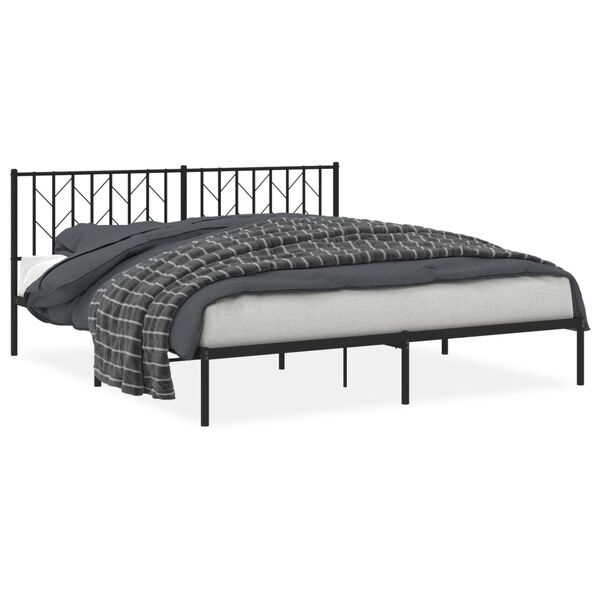vidaXL Metal Bed Frame without Mattress with Headboard Black 183x213cm