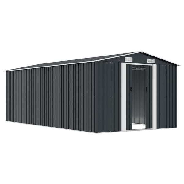 vidaXL Garden Shed 257x489x181 cm Metal Anthracite