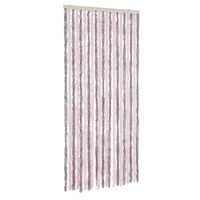 vidaXL Fly Curtain Silver Grey and Pink 56x185 cm Chenille