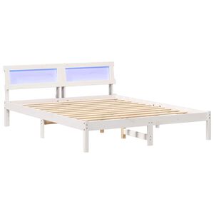 vidaXL Bed Frame with Headboard White 150 x 200 cm Solid Pine Wood