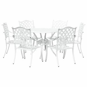 vidaXL Garden Dining Set 7 pcs White Aluminium
