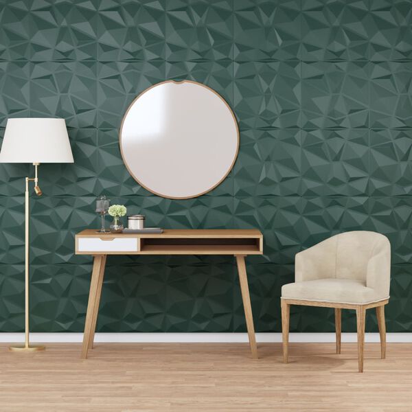 vidaXL Wall Panels 24 pcs Green 50x50 cm XPS 6 m² Diamond