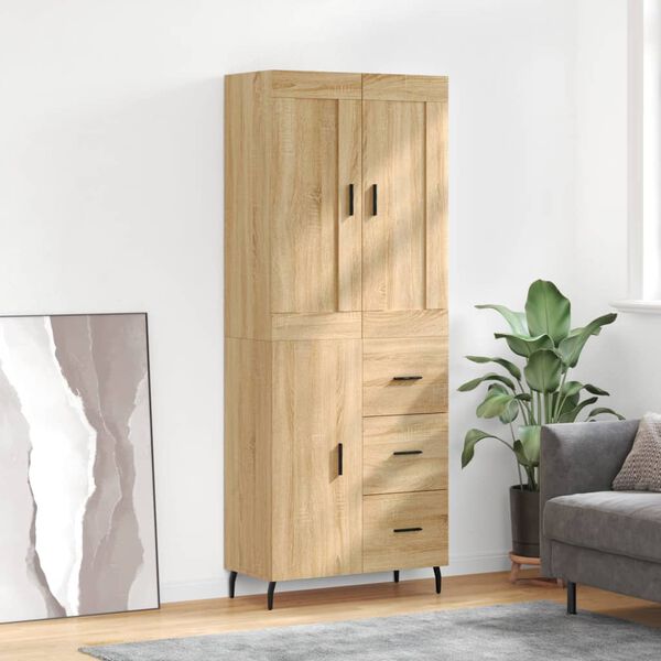 vidaXL Highboard Sonoma Oak 69.5x34x180 cm Engineered Wood