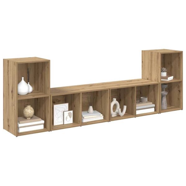vidaXL TV Cabinet Set Wall-mounted 4 pcs Artisan Oak 37 x 37 x 72 cm