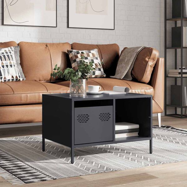 vidaXL Coffee Table Anthracite 68.5x50x43.5 cm Cold-rolled Steel