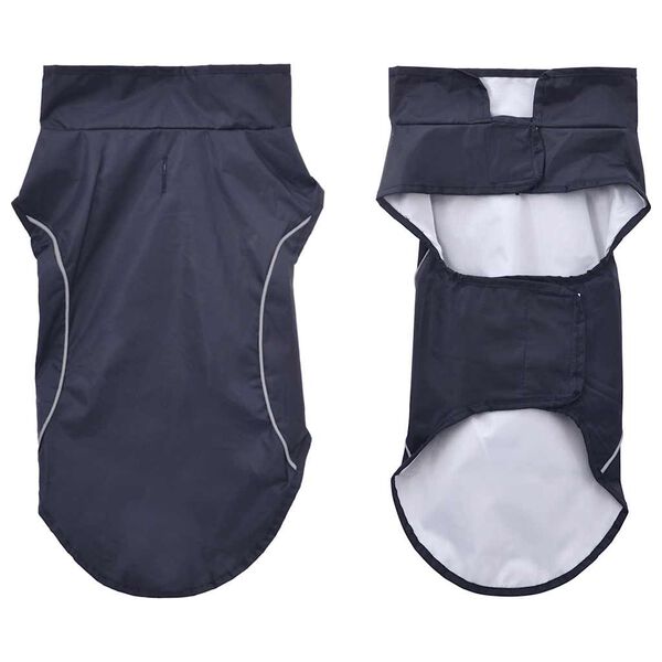 vidaXL Dog Raincoat with Reflective Strips Polyester Navy Blue S