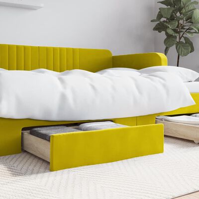 vidaXL Bed Drawers 2 pcs Yellow Engineered Wood and Velvet
