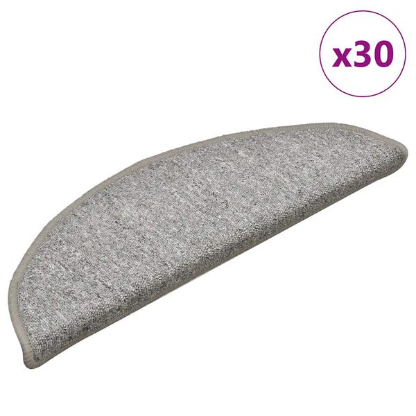 vidaXL Stair Mats 30 pcs 56x17x3 cm Light Grey Half Round