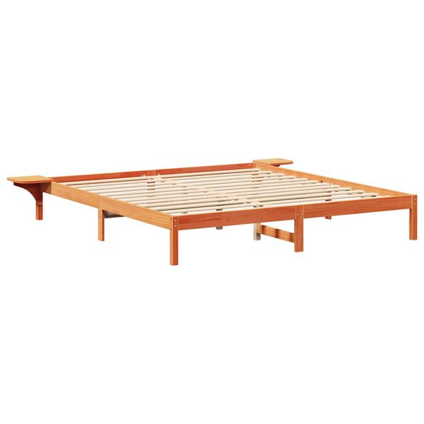 vidaXL Bed Frame Wax Brown 200 x 200 cm Solid Pine Wood