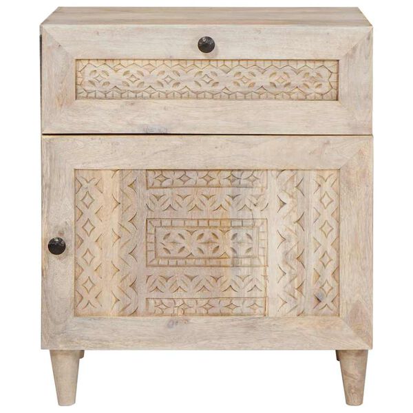 vidaXL Bedside Cabinet Beige 50 x 33 x 60 cm Solid Acacia wood
