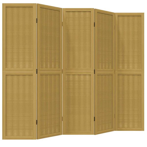 vidaXL Room Divider 5 Panels Brown Solid Wood Paulownia