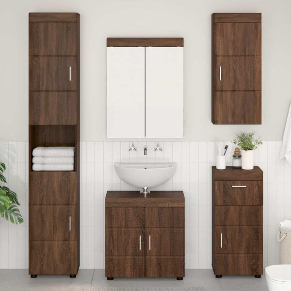 vidaXL Bathroom Wall Cabinet TULUM Brown Oak 37 x 24.5 x 86 cm
