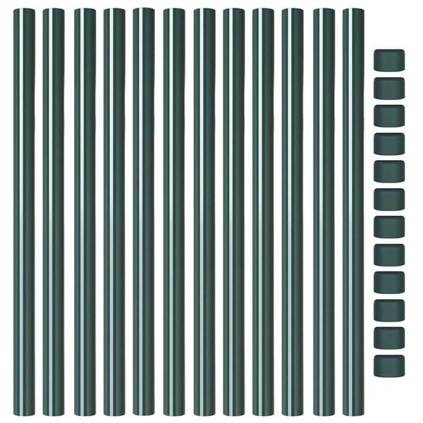 vidaXL Fence Posts 12 pcs Green 80 cm Powder-coated steel