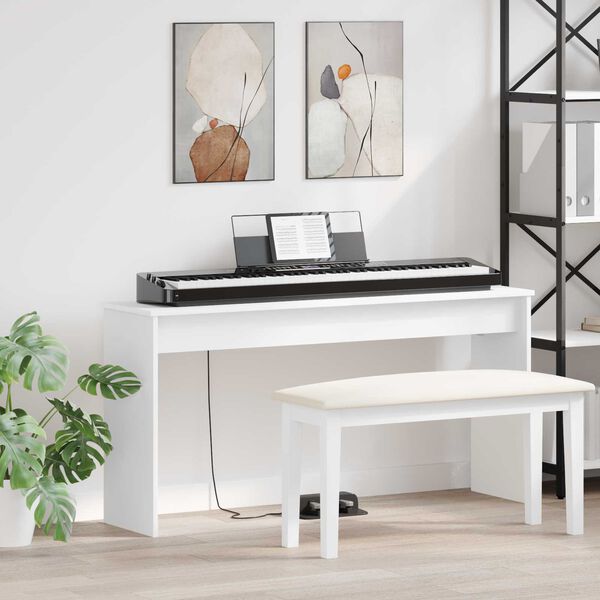 vidaXL Keyboard Stand White 130 x 32 x 64 cm Engineered Wood
