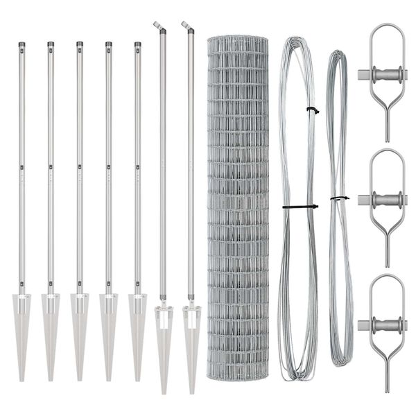 vidaXL Fence with Post Silver 1.5 x 10 m Steel