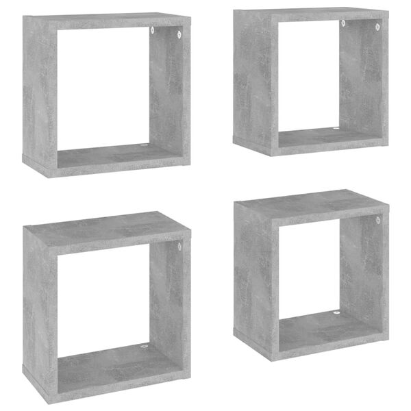 vidaXL Wall Cube Shelves 4 pcs Concrete Grey 26x15x26 cm