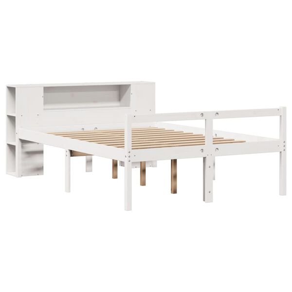 vidaXL Bookcase Bed without Mattress White 140x190 cm Solid Wood Pine