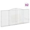 vidaXL Arched Gabion Baskets 2 pcs 400x30x180/200 cm Galvanised Iron