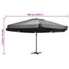 vidaXL Garden Parasol with Aluminium Pole 600 cm Anthracite