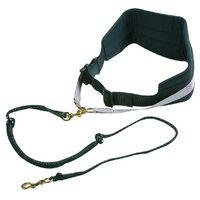 FLAMINGO Dog Belt with Elastic Leash Canicross Black
