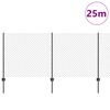 vidaXL Fence with Post Grey 1 x 25 m Steel and PVC