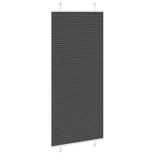 vidaXL Pleated Blind Black 95x200 cm Fabric Width 94.4 cm Polyester