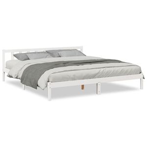 vidaXL Extra Long Bed Frame without Mattress White 200x210 cm Solid Wood Pine
