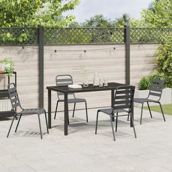 vidaXL Garden Dining Set 5 pcs Anthracite Powder-Coated Steel