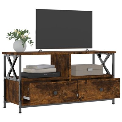 vidaXL TV Cabinet Smoked Oak 90x33x45 cm Engineered Wood&Iron