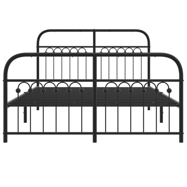 vidaXL Metal Bed Frame without Mattress with Footboard Black 137x190cm