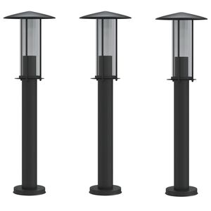 vidaXL Outdoor Floor Lamps 3pcs Black 60 cm Stainless Steel