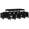 vidaXL 13 Piece Garden Dining Set Black Solid Wood Pine